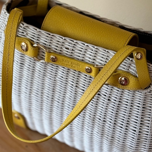 kate spade Handbags - Kate Spade Wicker & Yellow Leather Shoulder Bag